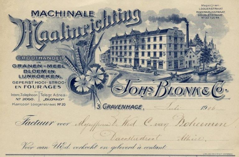 Joh's. Blonk & Co., graanmaalderij, Looijerstraat 20, ca. 1900