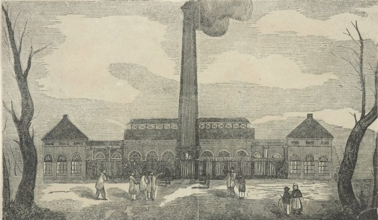 Gasfabriek Goldsmid,Lijnbaan, gashouder, ca. 1860