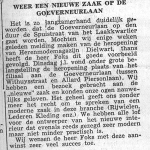 Foks, rijwielen, Goeverneurlaan 544, 1961
