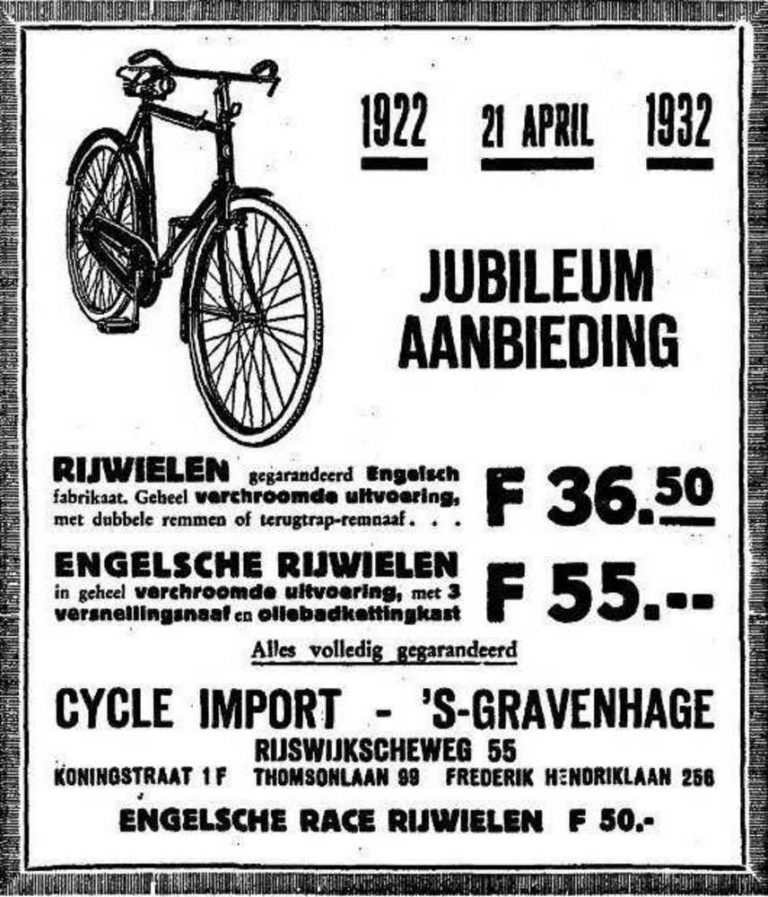 Cycle Import, Rijswijkseweg 55, 1932