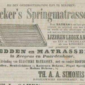 Simonis, Beddenmagazijn, Dagelijkse Groenmarkt 36, 1862