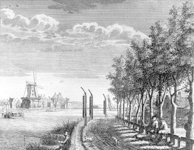 Rolpalen in een bocht van de Amstel. Rolpalen