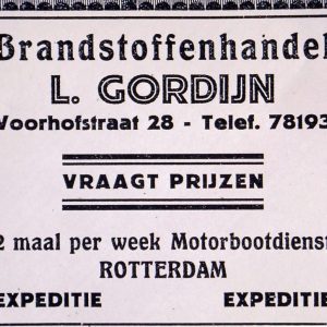 L. Gordijn, brandstoffenhandel, Voorhofstraat 28, Voorburg, begin jaren 30