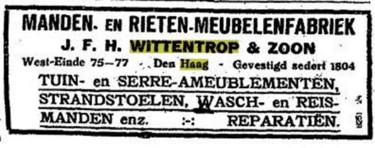 Gebroeders Wittentrop, rotanmeubelen, Westeinde 75-77