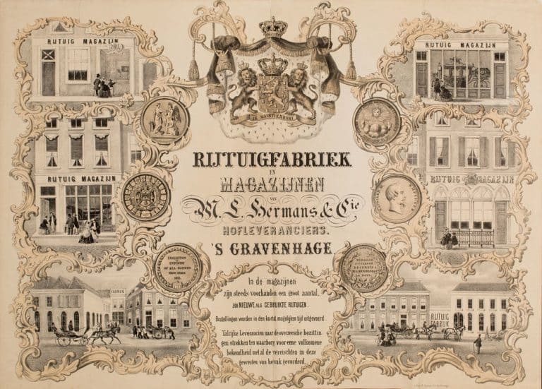 Hermans, Rijtuifabriek, Koediefstraat, affiche, ca. 1866