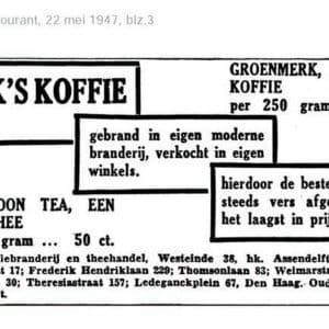 C.T. Kok, koffiebrander, Westeinde 51-53, 1947