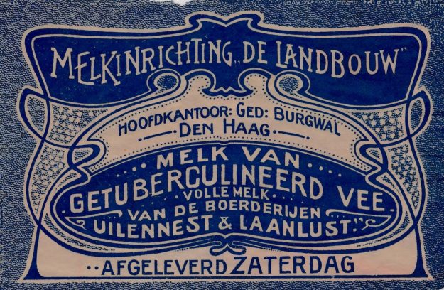 De Landbouw, melkinrichting, Gedempte Burgwal 16-18, ca. 1910