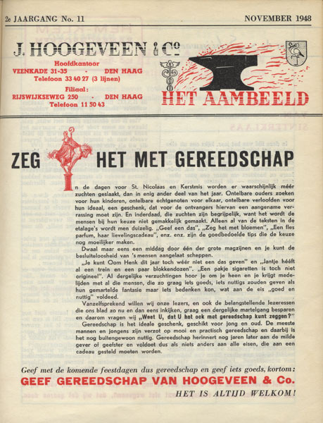 Hoogeveen, ijzerwaren, Veenkade 31. 1948