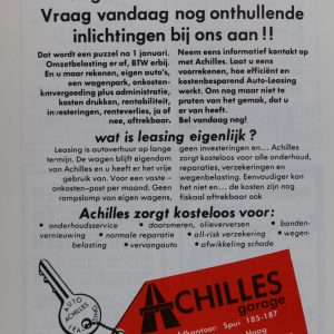 Achilles, garagebedrijf en autoverhuur, Spui185-187, 1968
