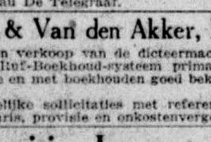 Haussmann & Van den Akker, kantoormachinehandel, Juliana van Stolberglaan 95, 1930