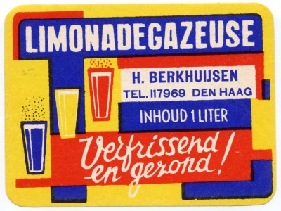 Berkhuijsen, limonade, Koningstraat 68, jaren 30