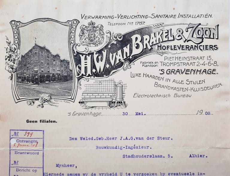 H.W. van Brakel, haarden en kluizen, Piet Heinstraat 15, 1908