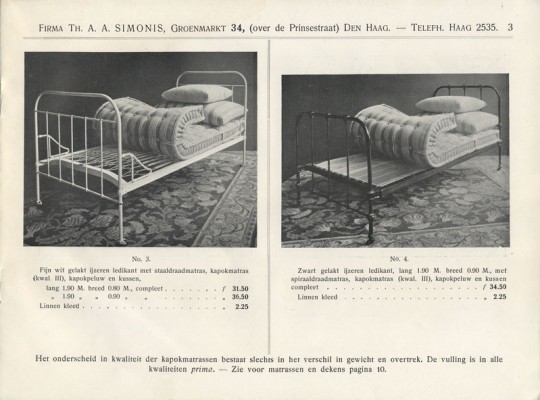 Simonis, bedden, Groenmarkt 34, ca. 1915
