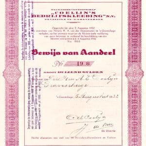 Coelijn's Bedrijfskleding, Boekhorststraat 33, 1932