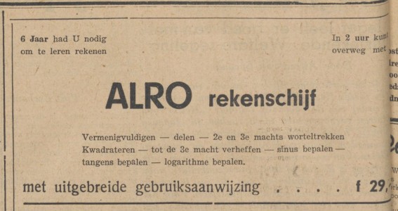 ALRO, Rekenschijf, Balistraat 75-81, 1950
