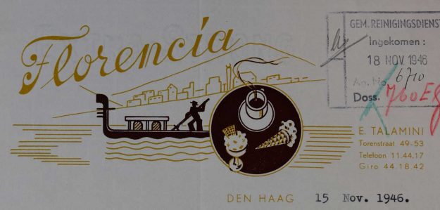 Florencia logo, ijsfabriek, 1946