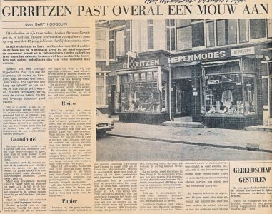 Krantenartikel over de firma Gerritzen, 1976.