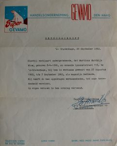 Gevamo, 2e Waldorpdwarsstraat 10, 1962