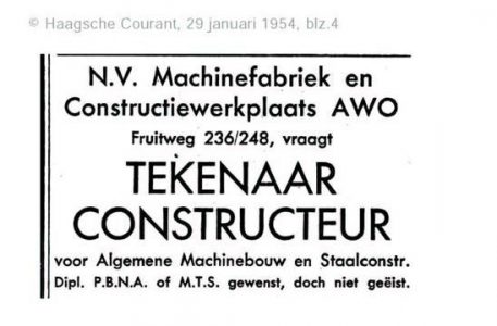 AWO, machinefabriek, Fruitweg 248, 1954
