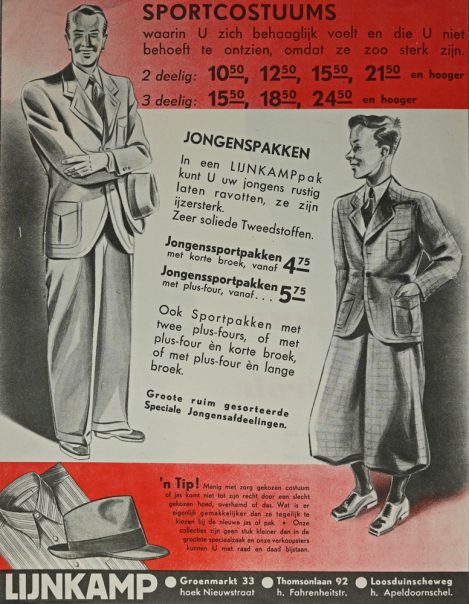 Lijnkamp, herenmode, ca. 1935