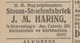 J.M. Haring Stoom-Stoelenfabriek, Jacob Catstraat 2D, 1908