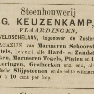 G. Keuzenkamp, steenhouwerij, Vlaardingen, 1891