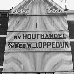 Oppedijk, houtzagerij, Noordwal, ca. 1980