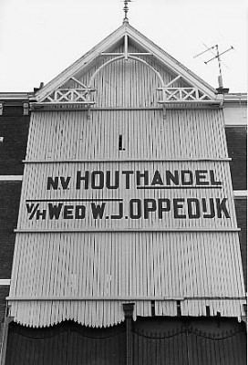 Oppedijk, houtzagerij, Noordwal, ca. 1980