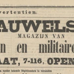 M. Pauwels, hoedenwinkel, Hoogstraat 7, 1871