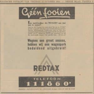 Redtax, taxi's, Huygenspark 9, 1933
