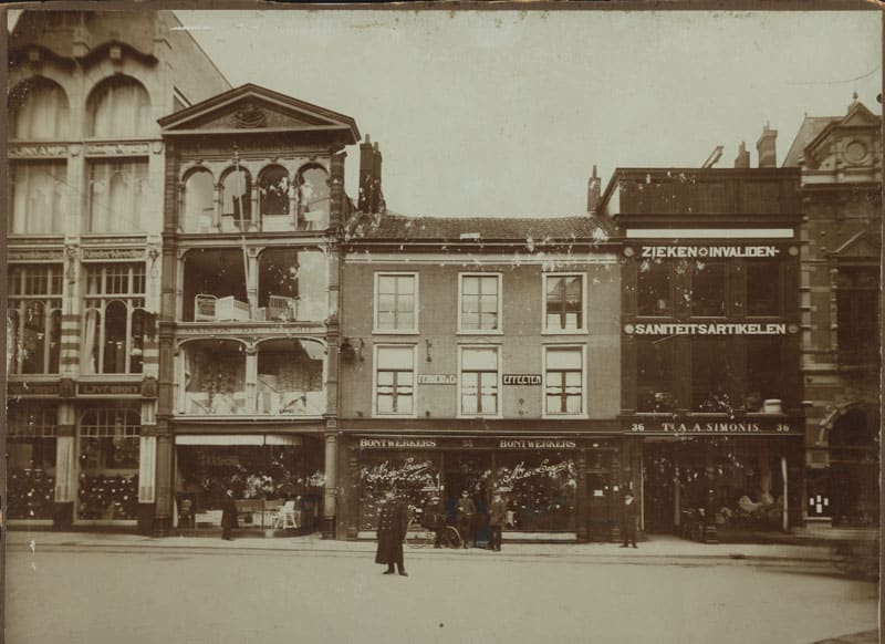 Simonis, bedden, Groenmarkt, ca. 1910