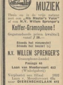 W. Sprenger, platen en radiozaak, Passage 46, 1933