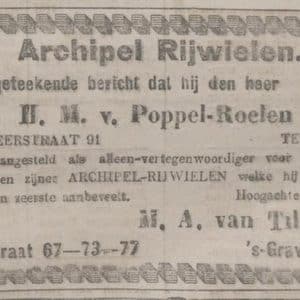 M.A. van Tilburg – Archipelrijwielen, Javastraat 67, 1921