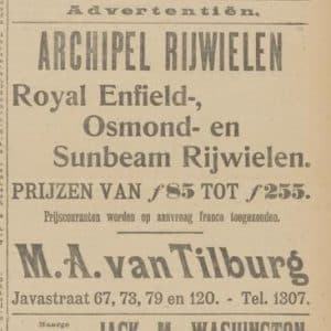M.A. van Tilburg – Archipelrijwielen, Javastraat 67, 1911