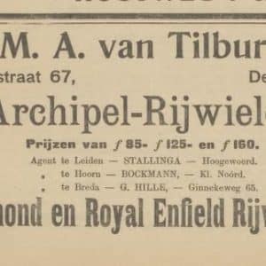 M.A. van Tilburg – Archipelrijwielen, Javastraat 67, 1910