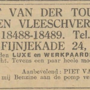 Piet van der Touw & Zonen, vleestransport, Fijnjekade 24, 1927