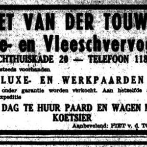 Piet van der Touw & Zonen, vleestransport, Slachthuiskade 20, 1940