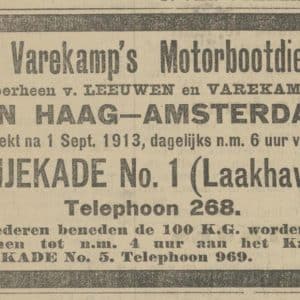 Varekamp's Motorbootdienst, beurtvaart, Fijnjekade 1, 1913