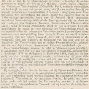 Hollandsche Bank De Vos & Vreede, Plein 17, 1878