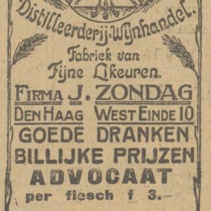 J. Zondag, distilleerderij, Westeinde 8-10, 1923
