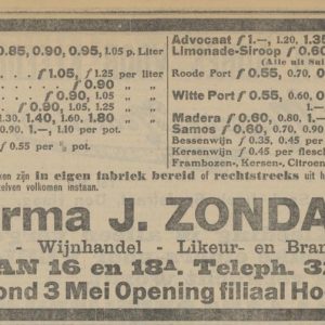 J. Zondag, distilleerderij, Westeinde 8-10, 1912