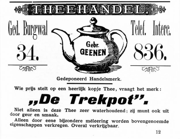 Gebr. Geenen, koloniale waren, Gedempte Burgwal 34, 1910