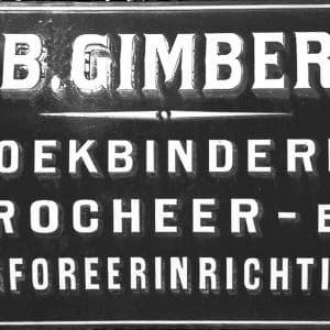 Gimberg, reclame emaillebord, jaren 50
