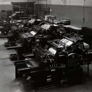 Drukpersen bij drukkerij Albani, jaren 30