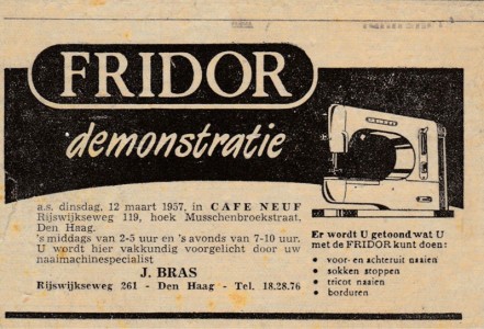 Fridor, naaimachinefabriek, Leeghwaterplein 27, 1957