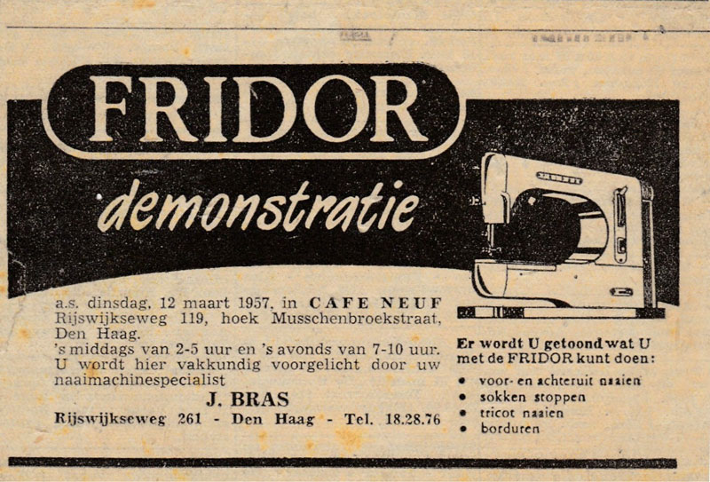 Fridor, naaimachinefabriek, Leeghwaterplein 27, 1957