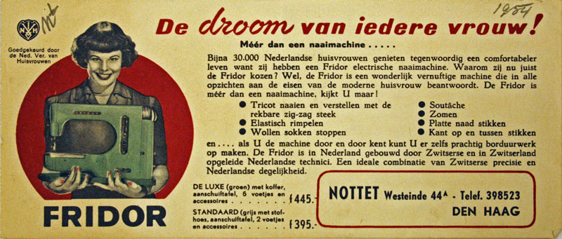 Fridor, naaimachinefabriek, Leeghwaterplein 27, 1954