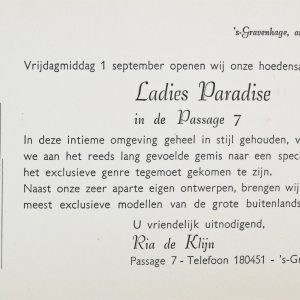 Ladies Paradise vanaf 1961 hoedenwinkel in de Passage