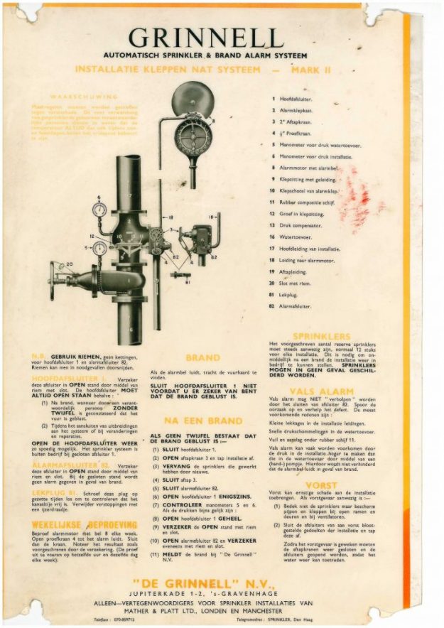 De Grinnell, sprinklerinstallaties , Jupiterkade 1-2