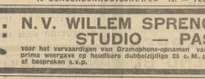 W. Sprenger, platen en radiozaak, Passage 46, 1933